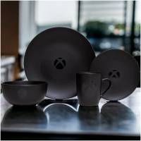 Xbox Logo Matte Black 8-Piece Ceramic Dinnerware Set